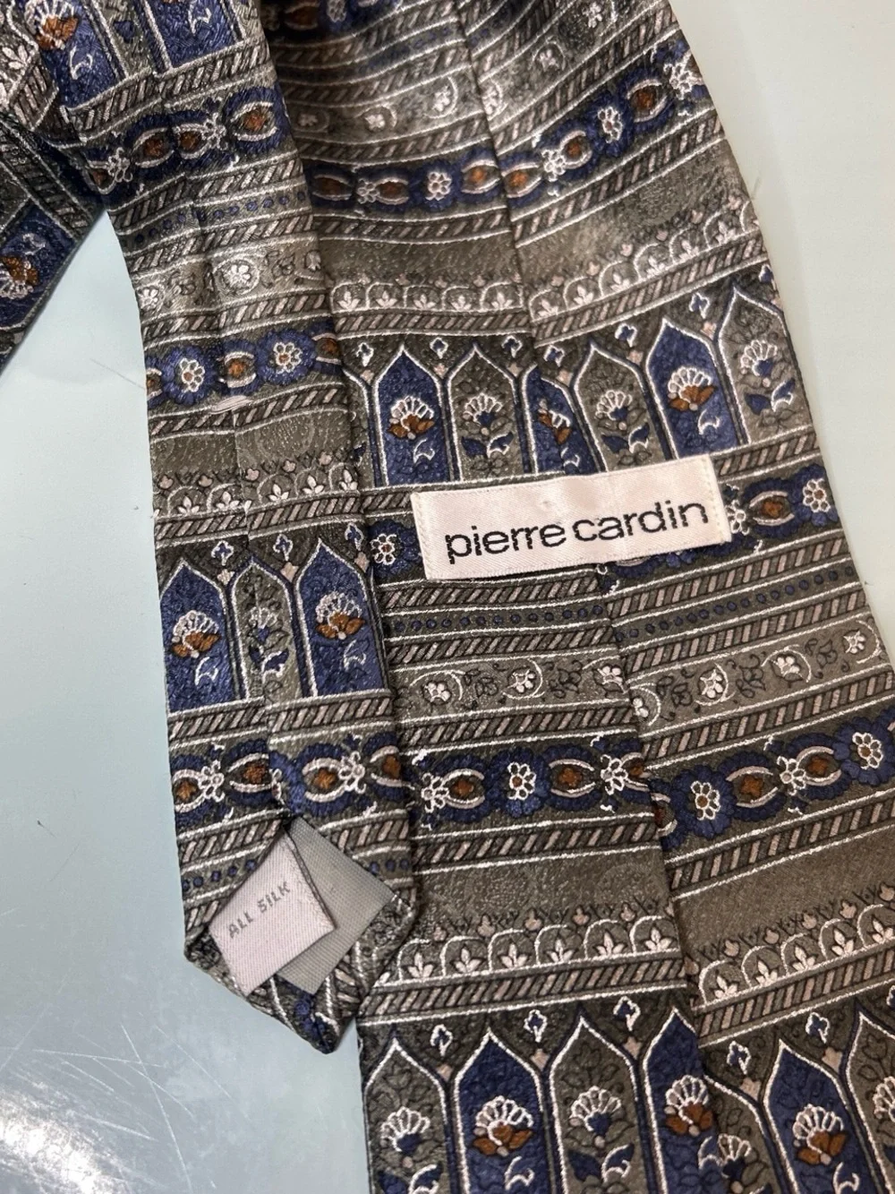 Pierre Cardin set of two Blue and Gold Woven Silk Tie